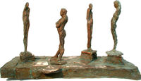 Bronzeskulptur mit beweglichen Figuren von Norbert Marten